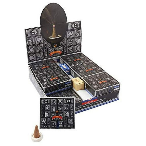 Satya Nag Champa Super Hit Temple Incense Cones Box | 12 Packs of 12 Cones each in a Box | Export Quality
