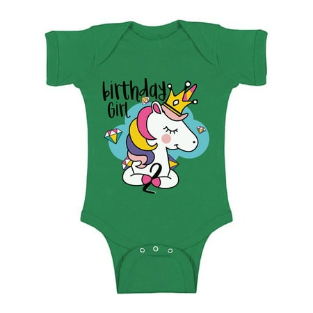 Awkward Styles I am Two Bodysuit Second B-Day Party Unicorn Baby Bodysuit Short Sleeve Unicorn Gifts for 2 Year Old Unicorn One Piece for Baby Girl Unicorn Baby Girl One Piece Cute Bodysuit for (Best Gift For 2 Year Old Baby Girl)