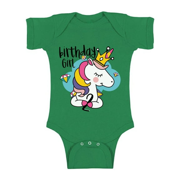 Awkward Styles Birthday Girl Baby Bodysuit Short Sleeve Princess Unicorn One Piece Top for Baby Girl 2nd Birthday Party for Girls Rainbow Unicorn Birthday Party Unicorn Gifts for 2 Year Old Girl