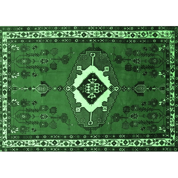 Ahgly Company Indoor Rectangle Persian Emerald Green Traditional Area Rugs, 4' x 6'