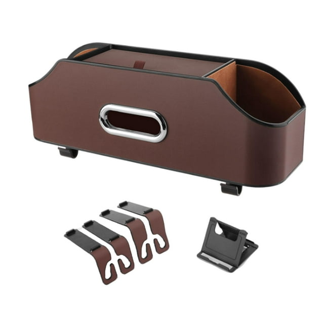 Caja de almacenamiento para asiento trasero de coche, accesorios de viaje para coche, organizador de suspensión para guardar y ordenar Marron oscuro Cola Almacenamiento en el respaldo del asiento del automóvil