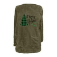 thumbnail image 3 of VALMASS Women Merry Christmas Crewneck Warm Tops Plus Size Long Sleeve Winter Velvet Tops Thick Thermal Sweaters (XL, B Army Green), 3 of 3