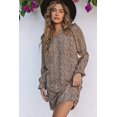 thumbnail image 1 of ABPHQTO Vestido de mujer con escote en V y ribete de volantes de leopardo caqui, 1 of 5