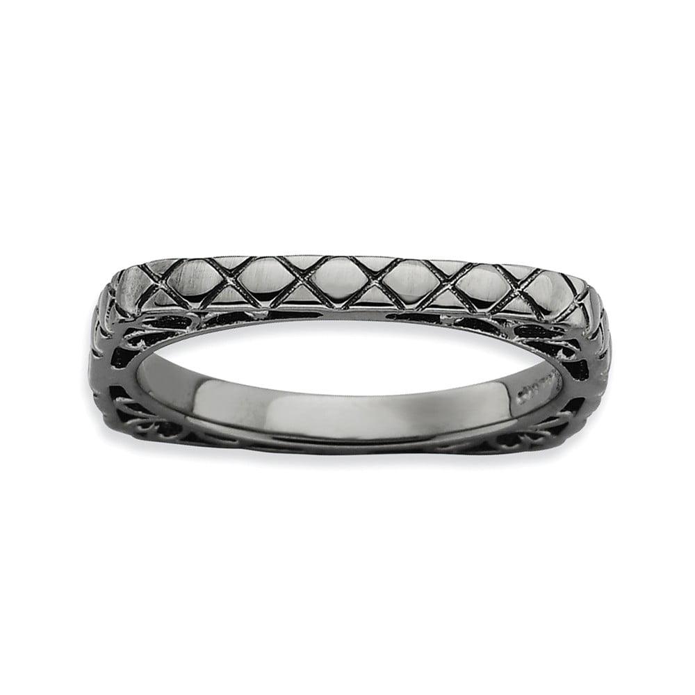 Sterling Silver Black-plated Polished Ring by Stackable Expressions Best Quality Free Gift Box