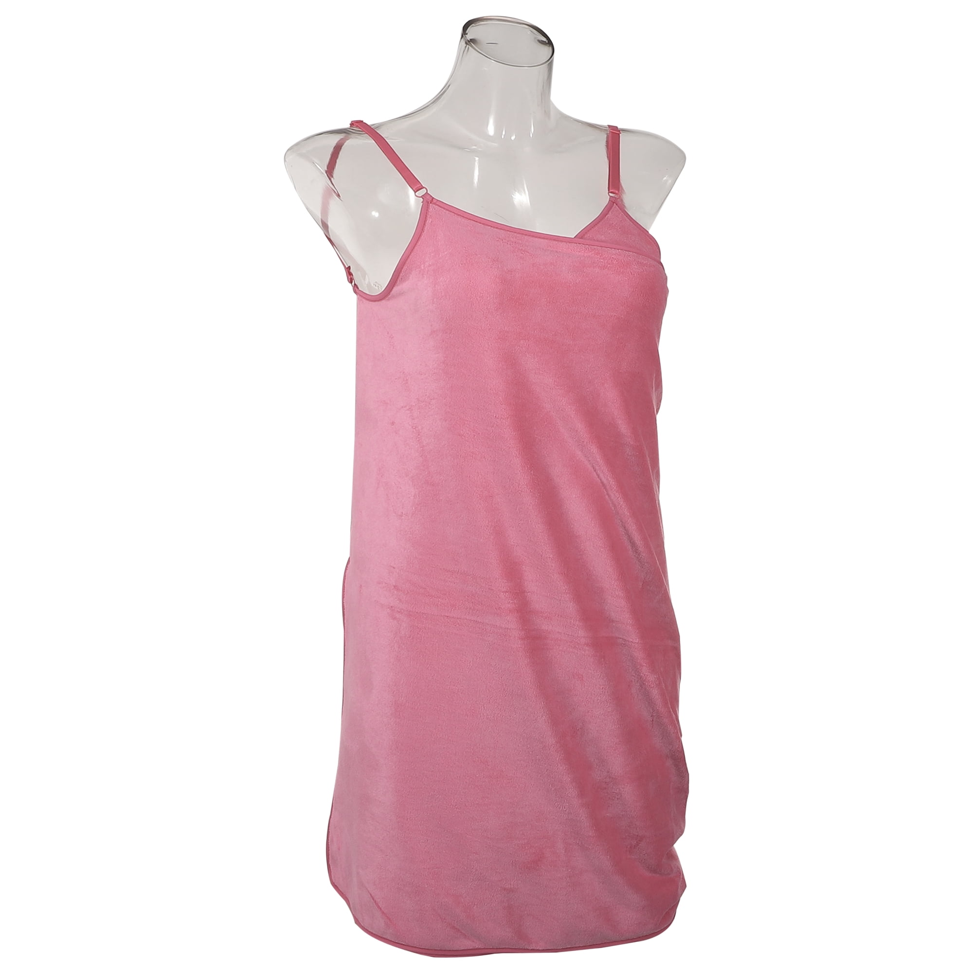 Unique Bargains Shower Wrap Towel Robe Adjustable Shoulder Strap 1Pc Pink