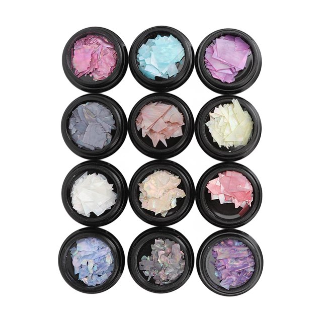 Nail Art Shell Flakes§nail Art Shell Sequins§nail Seashell Flakes§irregular Seashell Flakes§seashell Nail Art Nail Flakes§seashell Nail Art Sequins 12pcs Black Box Nail Art