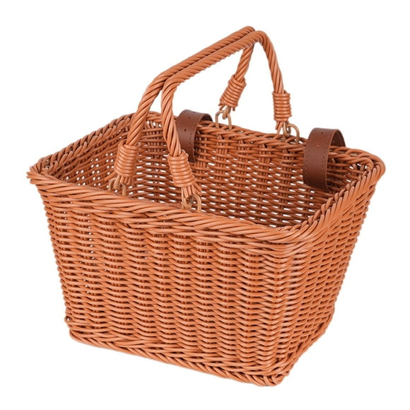 S SERENABLE Panier de Vélo pour Enfants Panier à Poignée pour Enfants avec Sangle à Boucle Rangement Panier Tricycle Panier pour Bagage de Voyage Brun