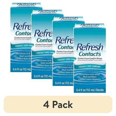 (4 pack) Refresh Contacts Contact Lens Comfort Drops, 0.4 fl oz (12mL) Sterile