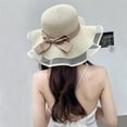 thumbnail image 3 of Women Straw Hat Summer Wide Brim Sun Hat Floppy Foldable Roll up Beach Hats for Women Bowknot UV Cap Hat, 3 of 8