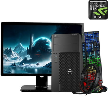 Dell Precision 3620 Gaming Tower with Core i5 6th Gen Processor, 16GB RAM, 256GB SSD/1TB HD Storage, NVIDIA GTX 1050 Graphics, T-Wolf TF800 Combo Wi-Fi and a 22" LCD - Windows 10 Home PC