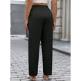 thumbnail image 2 of Cuteduck Women's Versatile Stretchy Waist Slacks for Women, Casual Straight Leg Pants with Slant Pockets S-2XL, 2 of 7