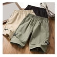 thumbnail image 4 of UACY Girls Cargo Shorts Knee Length Wide Leg Bermuda Shorts Loose Casual Solid Elastic Waist Long Short Pants with Pockets (Green, 10-11 Years), 4 of 8