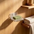 thumbnail image 6 of No Drill Wall Mounted Soap Dish Clear PET Soap Holder with Drainage for Bathroom Shower Kitchen, 6 of 6