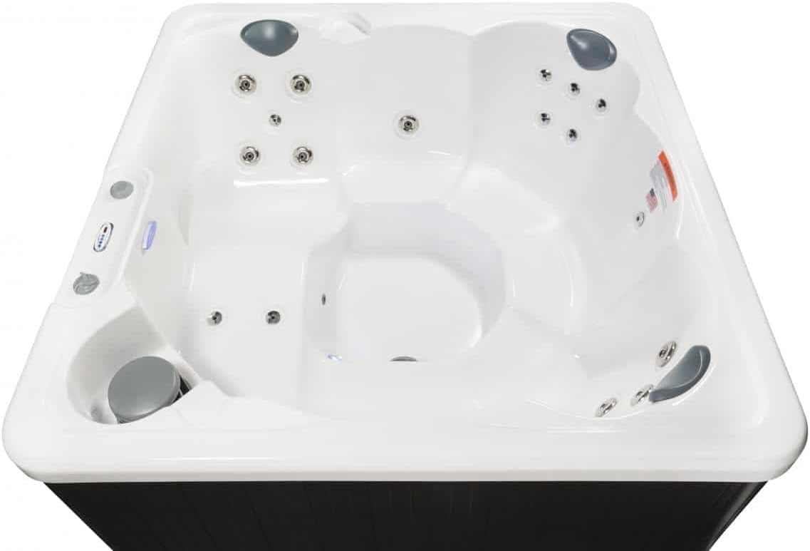 Hudson Bay HB19 6-Person Hot Tub with 19 Therapy Jets and Digital Controls – White Acrylic Interior and Mocha Exterior Cabinet - Ideal for Backyard Relaxation and Hydrotherapy