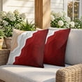 thumbnail image 3 of 26x26 Pillow Covers Set of 2, Red Coastal Beach Square Throw Pillow Covers for Couch/Sofa/Living Room, Farmhouse Abstract Ocean Waves Striped Decorative Soft Pillowcases for Couch Throw Pillows, 3 of 9