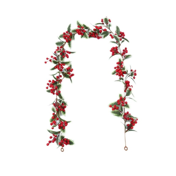 MOQLOM Simulation Berry Leaves Garland, 5.74ft 1pc Simulation Vine Garland, Fake Flower Hanging Ornament for Christmas Home Xmas Tree Decor (C)