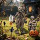 thumbnail image 4 of Decoraciones de Halloween con espantapájaros, paquete de 8 carteles acrílicos para ventanas y jardines (20 x 6), recortes de esqueletos y calabazas para decoraciones exteriores, 4 of 4