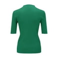 thumbnail image 6 of Women Sweater Dressy Casual Mock Turtleneck Short Sleeve Ribbed Business Work Shirts Tops Green M, 6 of 9