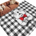 thumbnail image 2 of Groundhog Day 5'x7' Area Rug, Red Bow Knot Black Checkered Washable Non-Slip Soft Rugs, Low-Pile Large Carpet for Living Room Bedroom Dining Room, Non-Shedding Accent Rug, 2 of 9