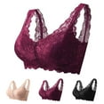 thumbnail image 2 of Front Closure Lace Bras for Women Posture Smooth Back Full Coverage Wireless Bralettes Soft Breathable Support Wirefree Everyday Bras, 2 of 3