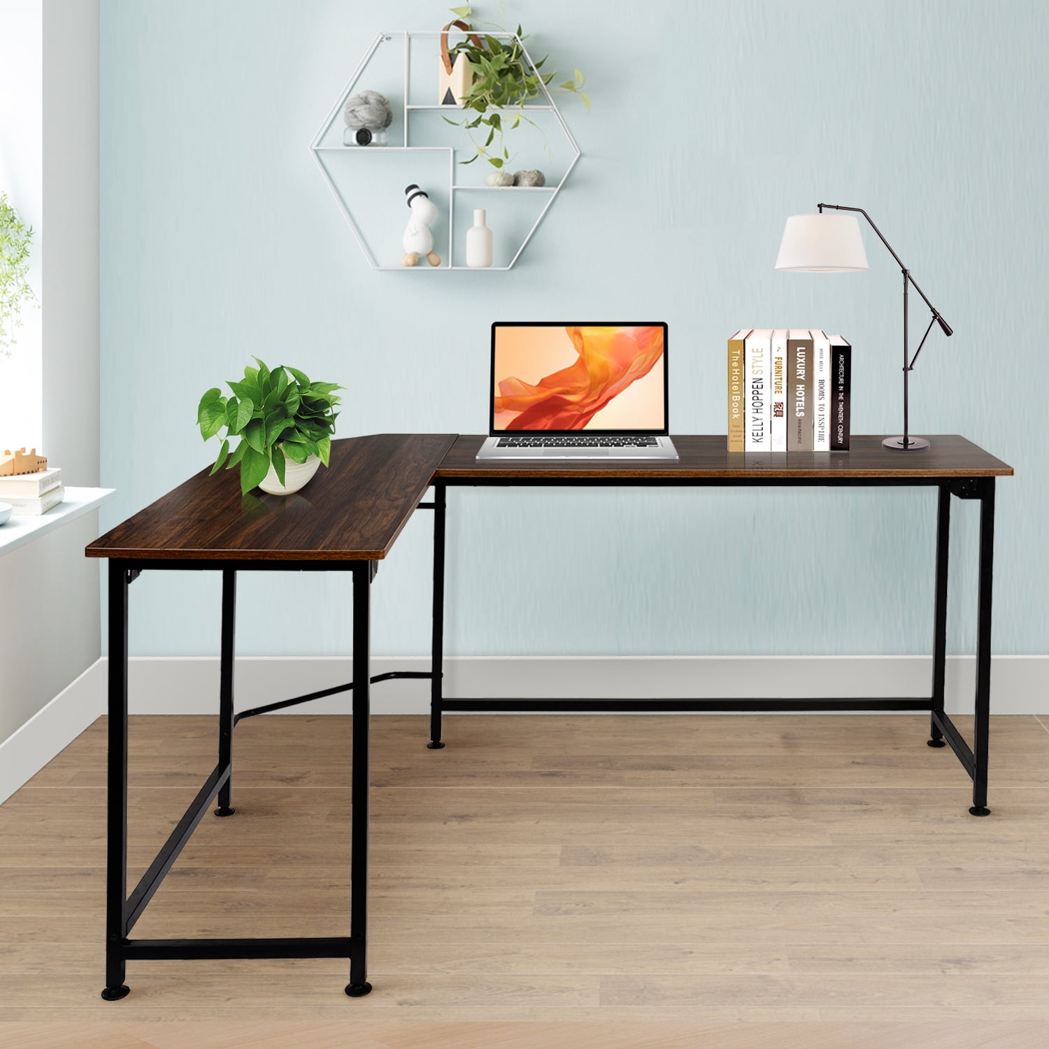 VECELO Corner Table LShaped Computer Office Writing Desk Modern Easy