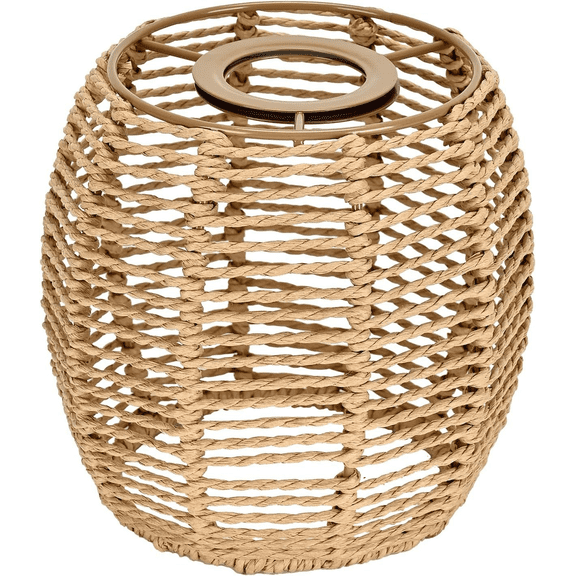 3 Pcs Paper Rope Lamp Shades, 5.5 x 5.9 in DIY Woven Pendant Light Shade, Boho Lamp Shade with Metal Frame, Rustic Brown Lampshade for Bedroom, Living Room, Dining Room