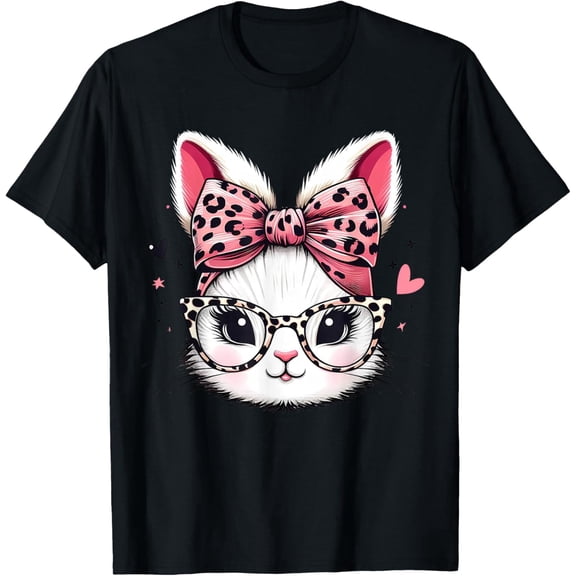 Rabbit Bunny Wearing Leopard Glasses Cute Easter Women T-Shirt