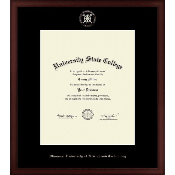 Missouri University of Science and Technology Diploma Frame, Document Size 14" x 17"
