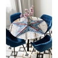thumbnail image 5 of nqOlkjepod Texas Star Blue Red Round Tablecloth, Fitted Table Cover with Elastic for 55"-60" Round Tables, Country Western Vintage Wood Table Cloth Outdoor Dinning Party Waterproof Tablecloths, 5 of 6