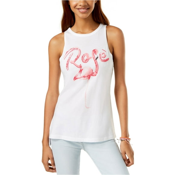Carbon Copy Womens Flamingo Rafe Racerback Tank Top, White, Small