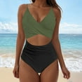 thumbnail image 2 of Linfrsh One Piece Swimsuit Women Bathing Suit for Women Tummy Control Cutout High Waisted Swim Suit Wrap Tie Back 1 Piece Swimsuit Women's Swimwear A01-Green,XL, 2 of 7