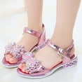 thumbnail image 2 of NOKIO Girls' Rhinestone Sandals Girls' Glitter Sandals Girls' Fashion Sandals Children Shoes Fashion Thick Soles With Diamond Butterfly Sandals Summer Open Toe Student Dance Princess Shoes, 2 of 5