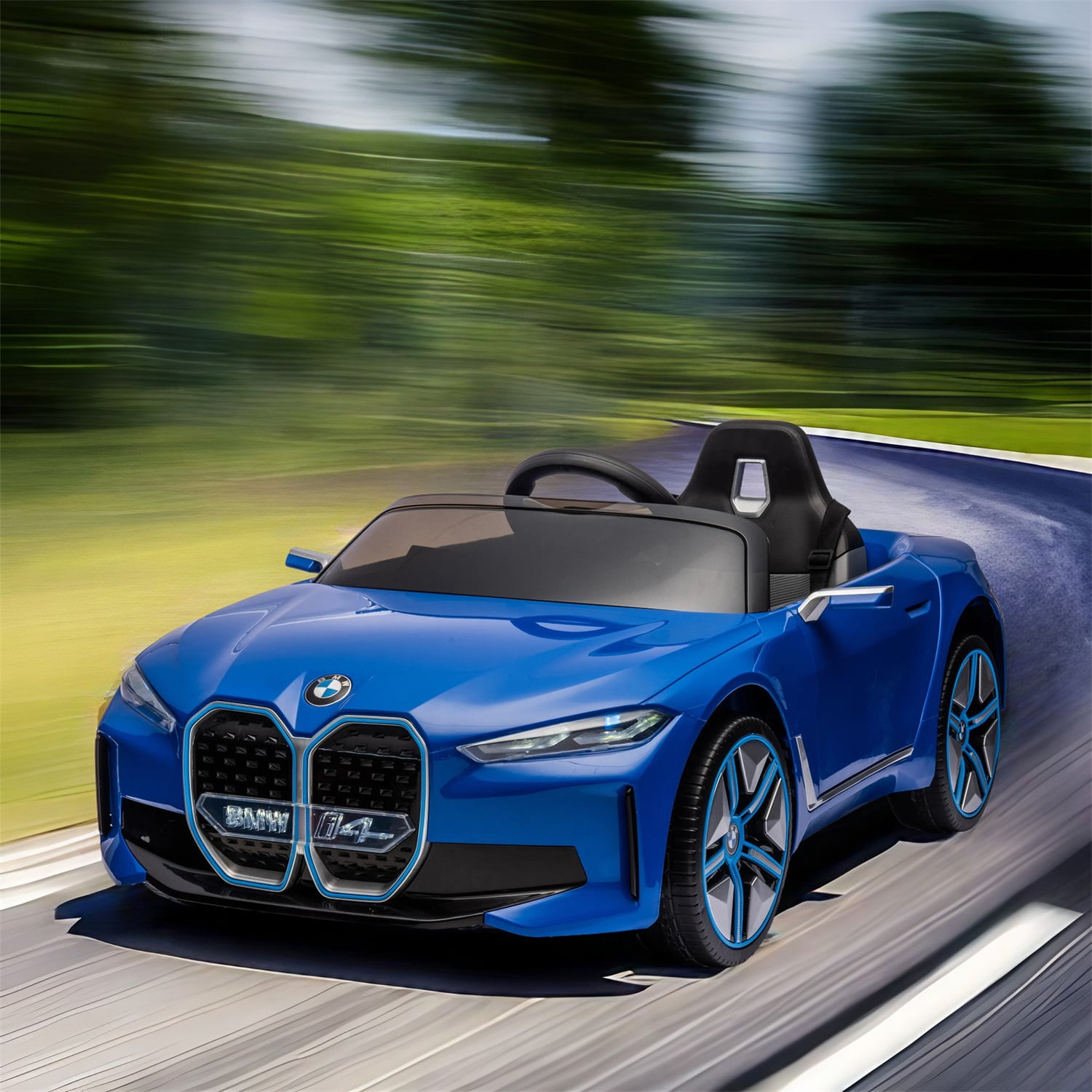 CIPACHO 12V Kids Ride On Car with 2.4G Parents Remote Control, Licensed BMW I4 Electric Kids Car, 3 Speed Adjustable, Blue