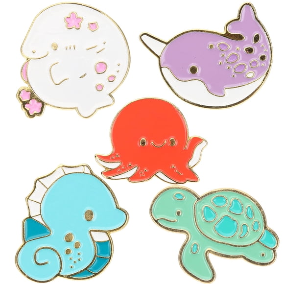 CIMAXIC enamel pins 5Pcs Enamel Pins Cartoon Animal Brooches Marine Animals Themed Brooches,1.18"X0.98"X0.39"