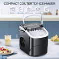 thumbnail image 2 of Auseo Countertop Ice Maker Machine 26 lbs/24H, 2 Sizes of Bullet Ice, 9 Bullet-Shaped Ice in 6 Min, Auto-Cleaning, Black, 2 of 7