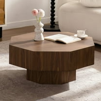 Kevinplus 30.51" Coffee table Wooden Octagonal-Shaped for Living Room,Bedroom, Office, Walnut