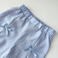 thumbnail image 6 of UngA Girls Cute Bow Crop Tank Top and Wide Leg Pants Set Two Piece Summer Outfits for Kids Toddler 2-3 Years,Light Blue, 6 of 7