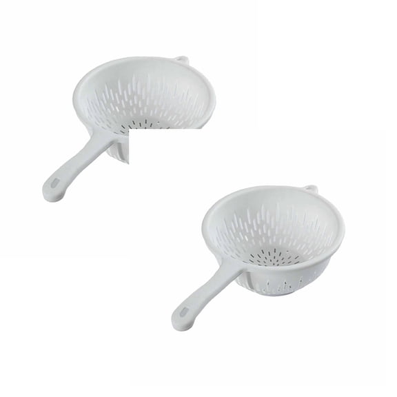 2Pcs Colander With Handle For Washing Fruits And Vegetables Compact Kitchen Drain Strainer For Food And Easy To Store For Home Use And Dark Blue Blue White Strainers