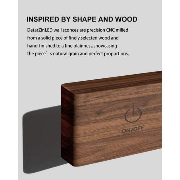 Battery Operated Wall Sconces Set of 2, Rechargeable Wood Wall Lights for Bedroom, Dimmable Stick On Lamps