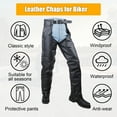 thumbnail image 2 of Dream Apparel Black Motorcycle Leather Chaps for Men Women Riding Black Split Leather Chaps Biker Chap Pants W/ Mesh Lining, 2 of 9