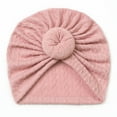 thumbnail image 2 of FAOWME Toddler Baby Boys Girls Solid Color Cap Beaniess Knotted Elastics Turban Hat Pink One Size, 2 of 3