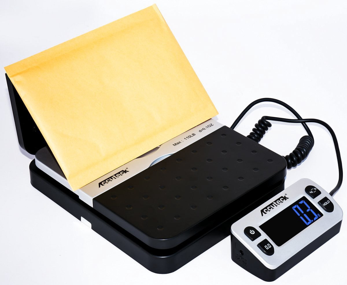 accuteck shippro 110lbs x 0.1 oz. digital shipping postal scale, black (w-8580-110-black)