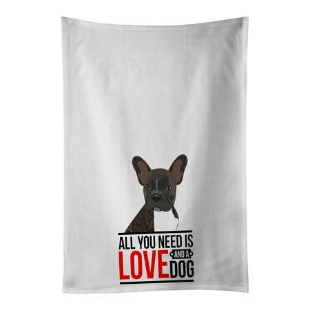 

French Bulldog Brindle #2 White Kitchen Towel Set of 2 19 in x 28 in