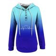 thumbnail image 3 of Winter Savings! Titcea Hoodies for Women V-Neck Gradient Printed Oversized Drawstring Buttons Long Sleeve Hoodie with Pockets Loose Casual Pullover Sweatshirt, 3 of 4
