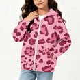 thumbnail image 6 of Lutiedan Leopard Zip up Hoodie for Girls Oversized Fleece Lined Warm Outerwear Lightweight Fall Winter Sweatshirt Size 4-12,Hot Pink, 6 of 6