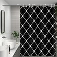 thumbnail image 2 of Black Shower Curtain, Modern Black and White Geometric Pattern Modern Luxury Bathroom Curtain Bathtub Decor Waterproof Fabric Machine Washable with Hooks, 2 of 6