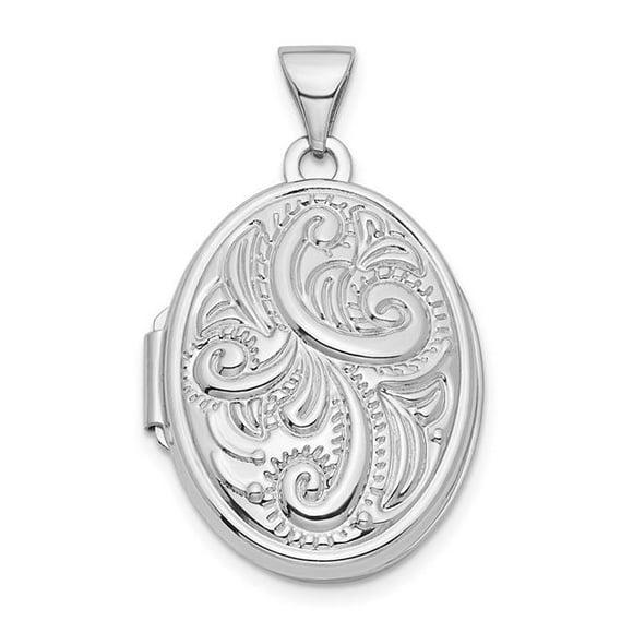 Quality Gold XL839 14K White Gold Swirl Design 21 mm Oval Locket Pendant