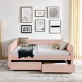 thumbnail image 3 of Harper & Bright Designs Queen Size Upholstered Daybed with Storage Drawers, Boucle Sofa Bed Frame for Living Room and Bedroom, Pink, 3 of 15