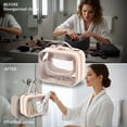 thumbnail image 4 of Clear Travel Toiletry Bag for Women, Pink Hanging Makeup Cosmetic Bag with Handle, 8.3 in PVC Waterproof Double Layer Zippered Travel Pouch, 4 of 8