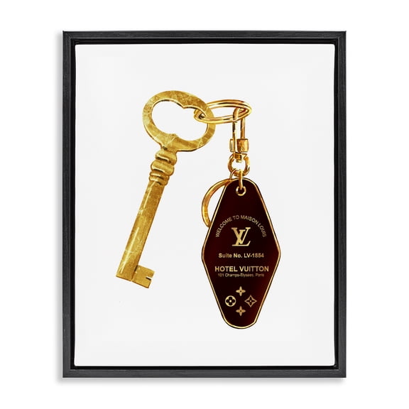 Glam Gold Key Fashion Black Framed Floater Canvas Wall Art, design by Ziwei Li